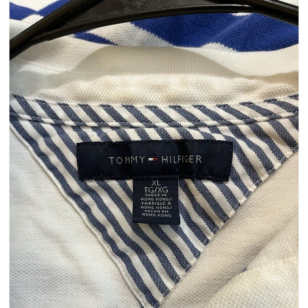 Men's Tommy Hilfiger Short-Sleeve Polo Shirt Size XL Blue Stripe - Picture 5 of 10